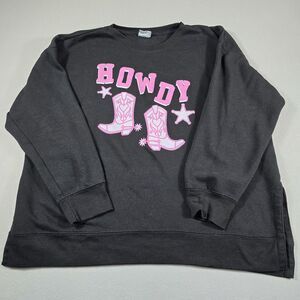 Relaxx Women's Black Oversized Sweatshirt Howdy Cowgirl Rodeo Cowboy Size Large